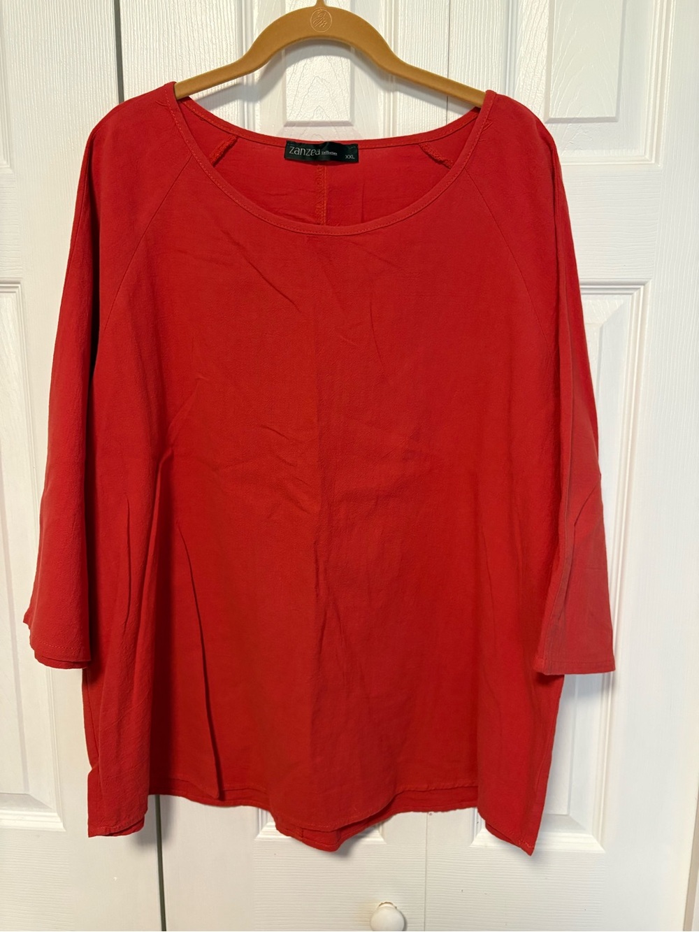 Zanzea 100% Textured Cotton Burnt Red Scoop Neck Top